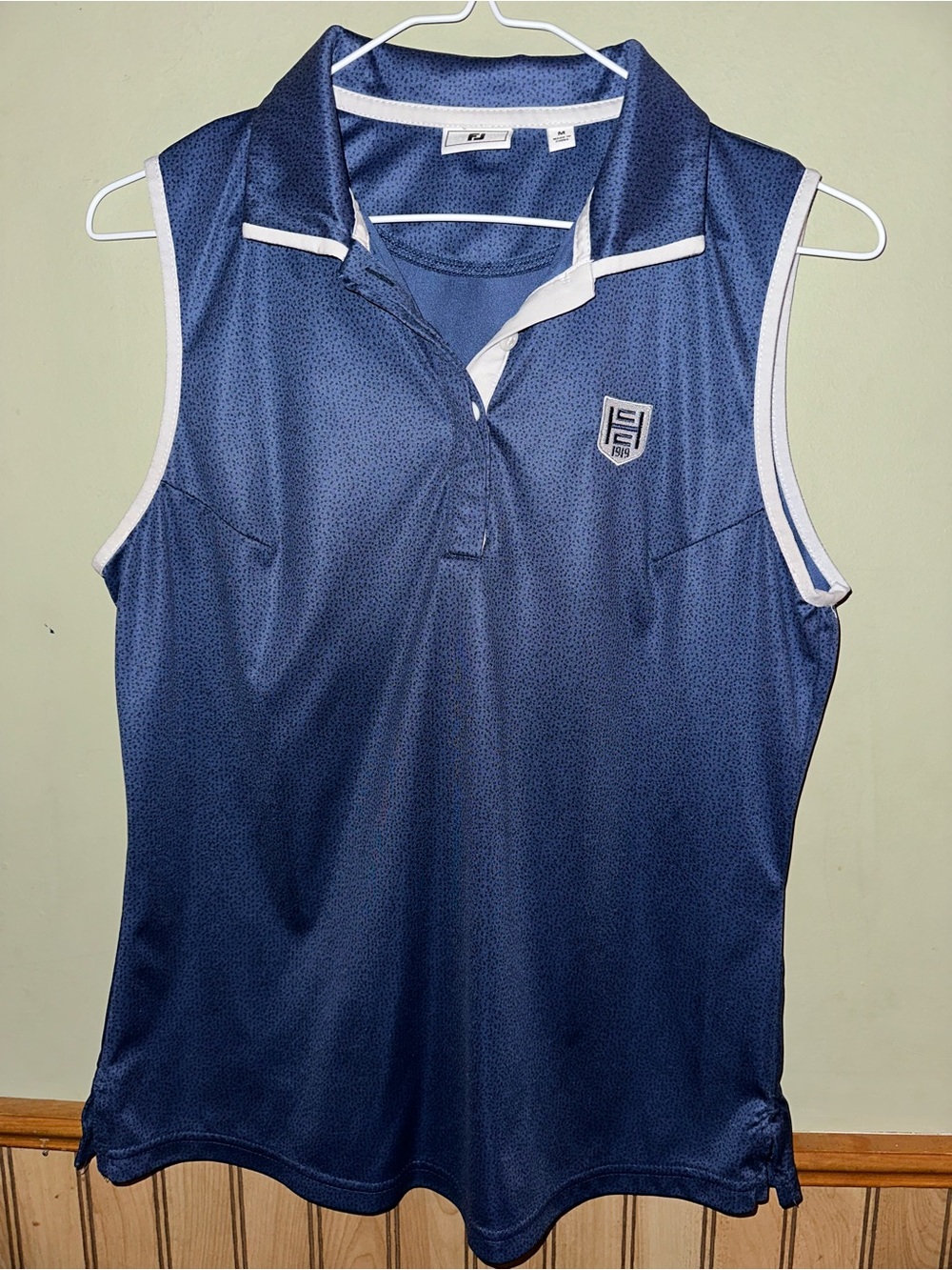 FootJoy Navy Sleeveless Pebble Beach Golf Polo with White Trim